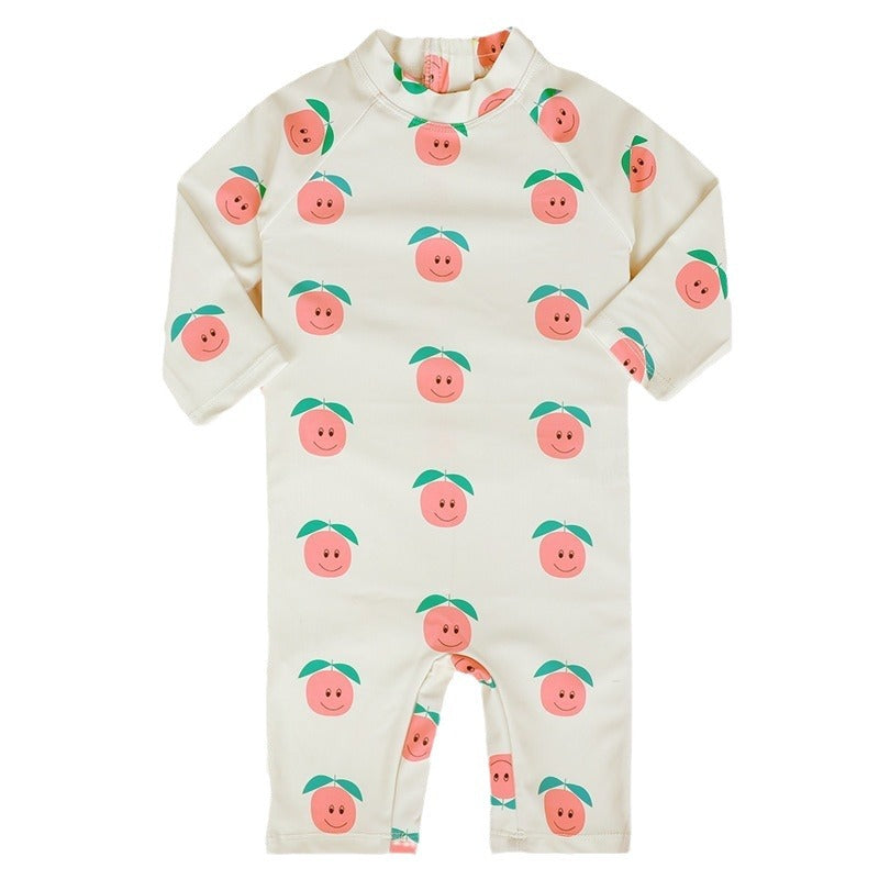 Fruits Printed Legged Swimsuit - Cream