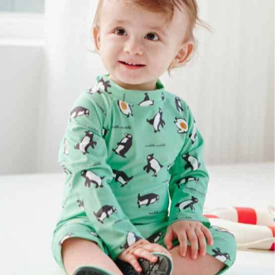 Penguin Printed Legged Swimsuit - Green