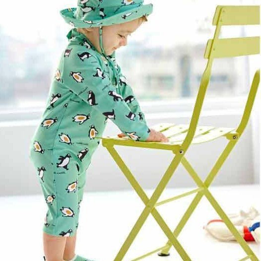 Penguin Printed Legged Swimsuit - Green