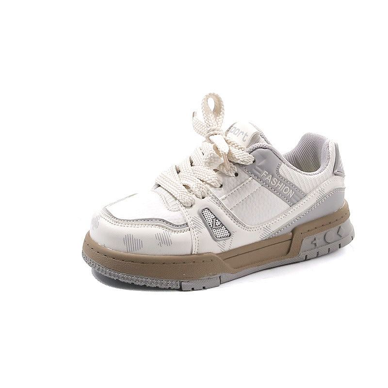 Fashion Patch Sneakers - Beige & Grey