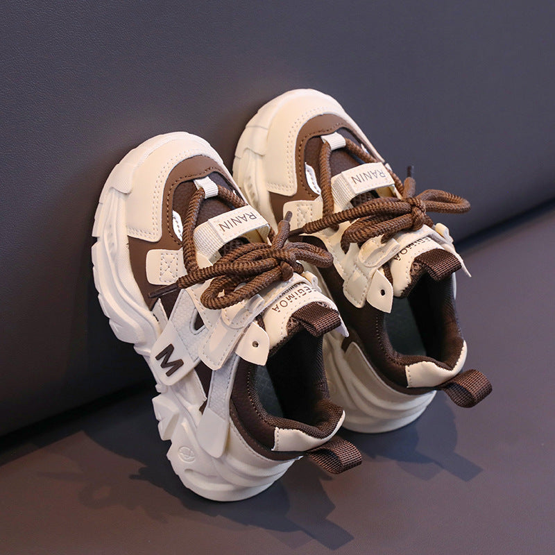 Lace Design Patch Detailed Sport Shoes - Brown