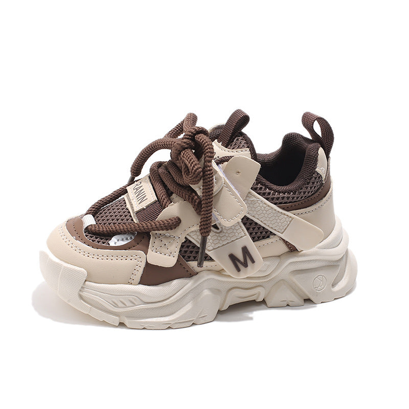 Lace Design Patch Detailed Sport Shoes - Brown