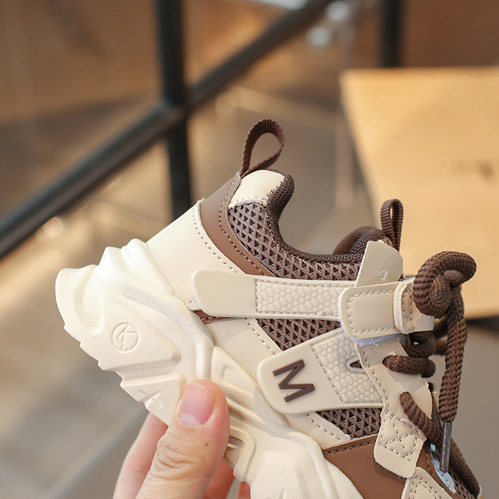 Lace Design Patch Detailed Sport Shoes - Brown