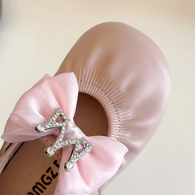 Crown Applique Bow Detailed Party Wear Mary Janes - Pink