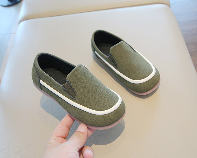 SUEDE SLIP-ON LOAFERS - OLIVE GREEN