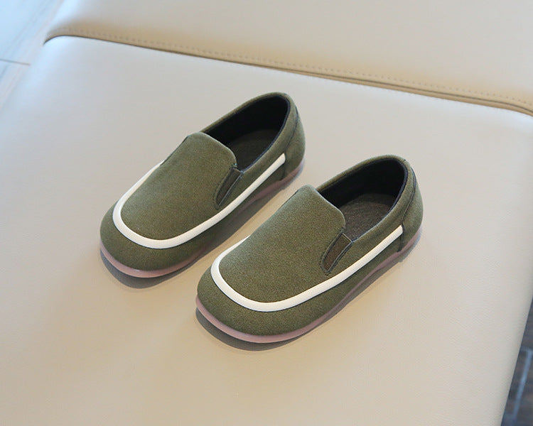 SUEDE SLIP-ON LOAFERS - OLIVE GREEN