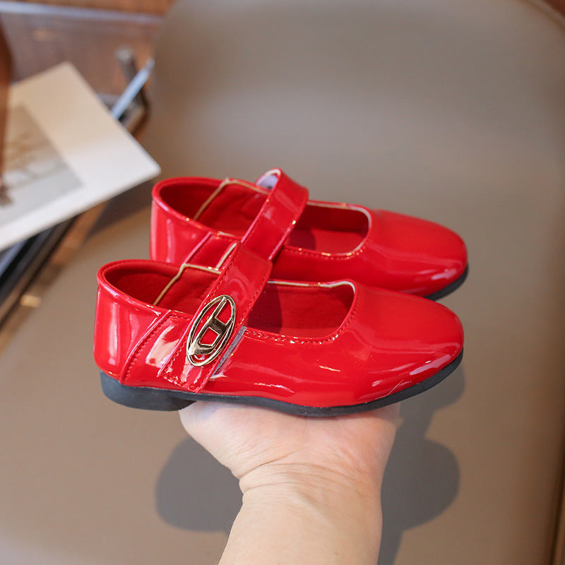 Solid Color Buckle Applique Mary Jane - Red