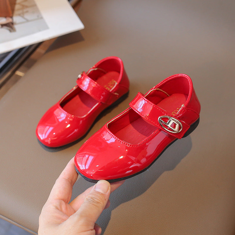 Solid Color Buckle Applique Mary Jane - Red