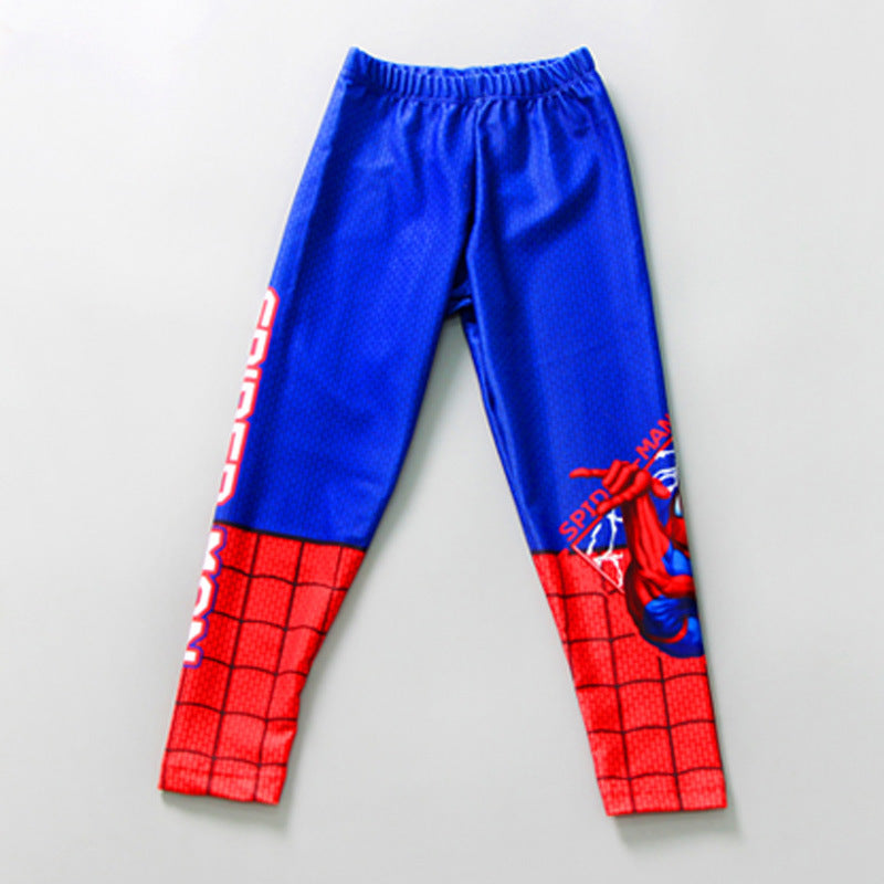 Spider Web Print Full Sleeves Swimsuit With Cap - Red & Blue