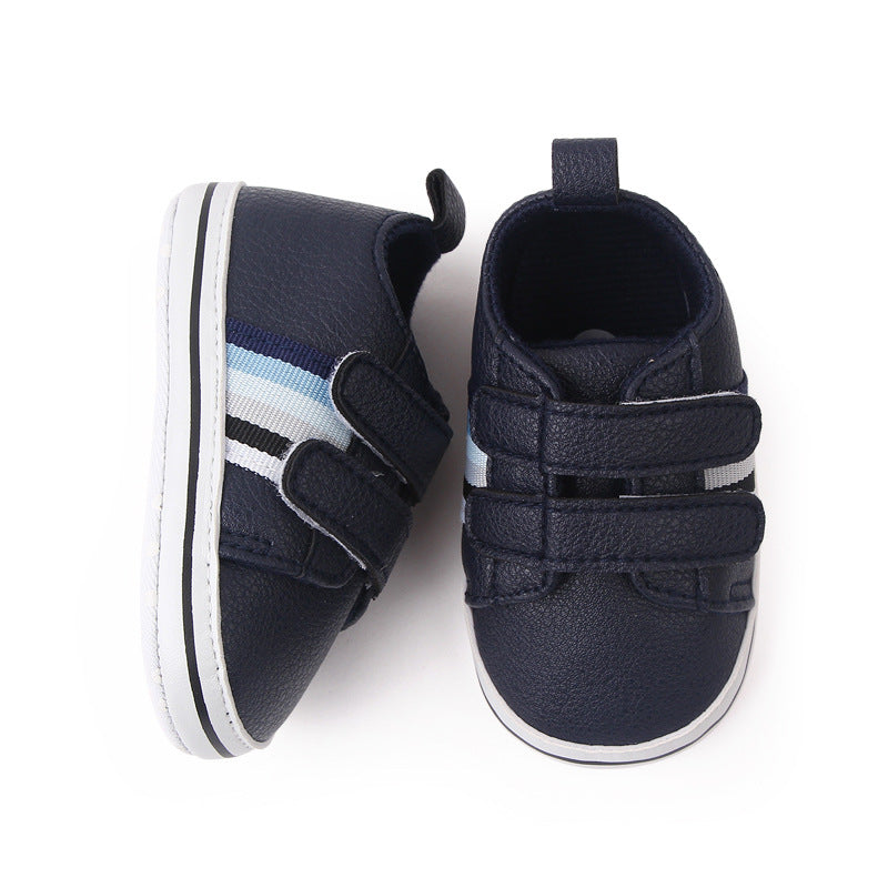 STRIPES DETAILED DOUBLE VELCRO BOOTIES - NAVY