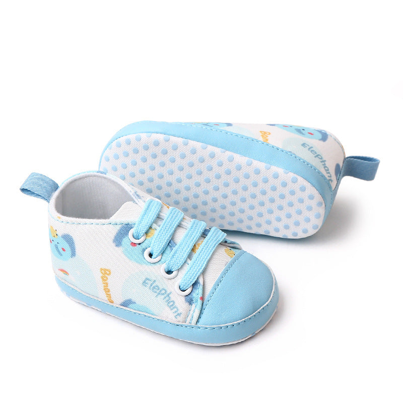 ELEPHANT PRINTED SLIP-ON BOOTIES - LIGHT BLUE