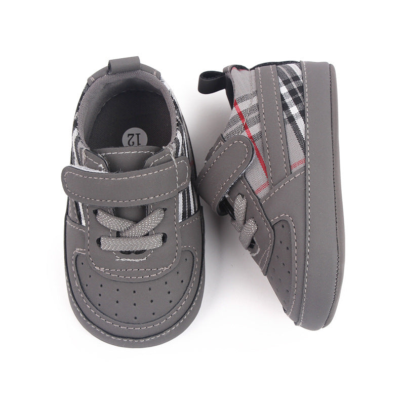 CHECKERED PRINT BOOTIES - GREY