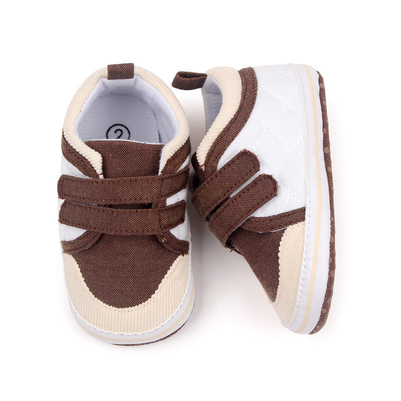 DUAL COLOR DOUBLE VELCRO BOOTIES - WHITE & BROWN