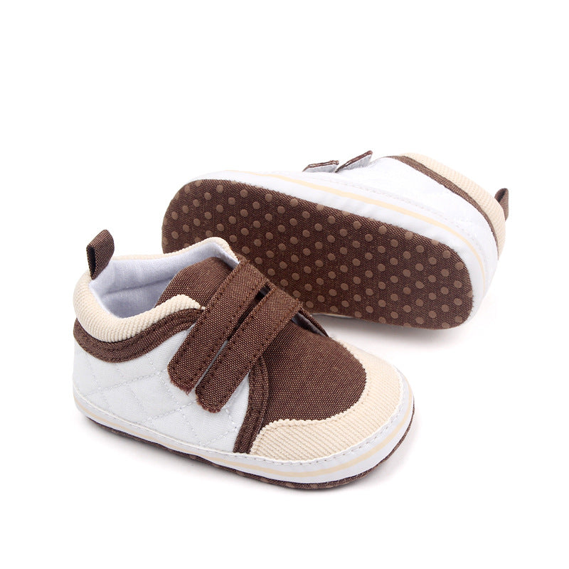 DUAL COLOR DOUBLE VELCRO BOOTIES - WHITE & BROWN