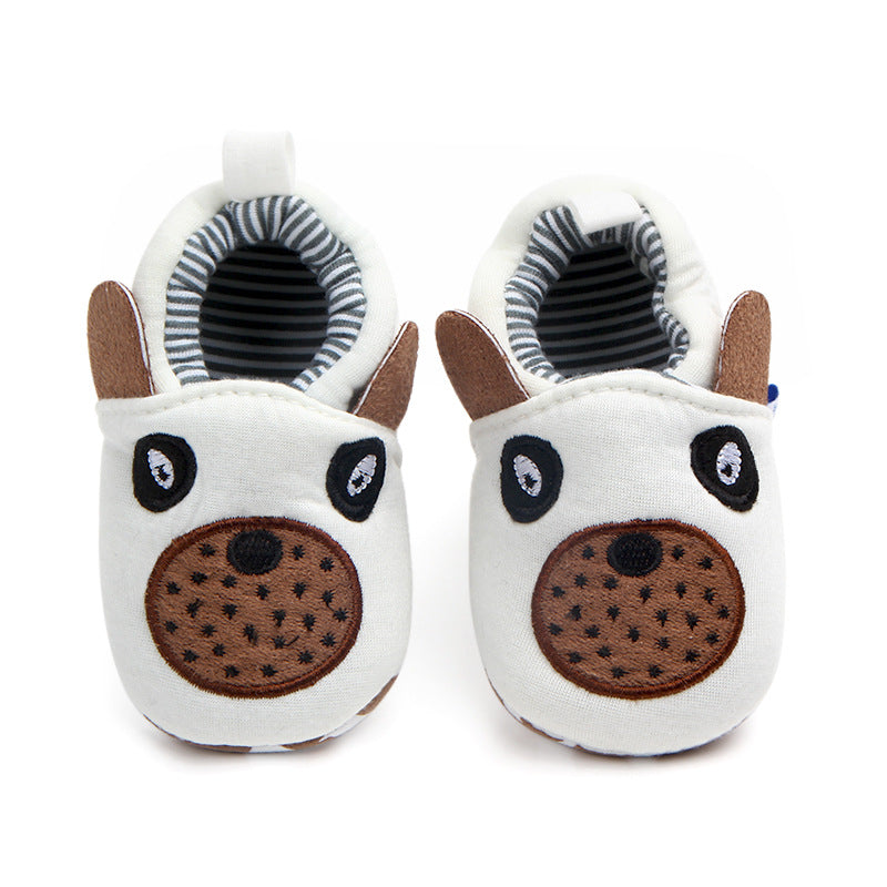 BEAR FACE SLIP-ON BOOTIES - WHITE & BROWN