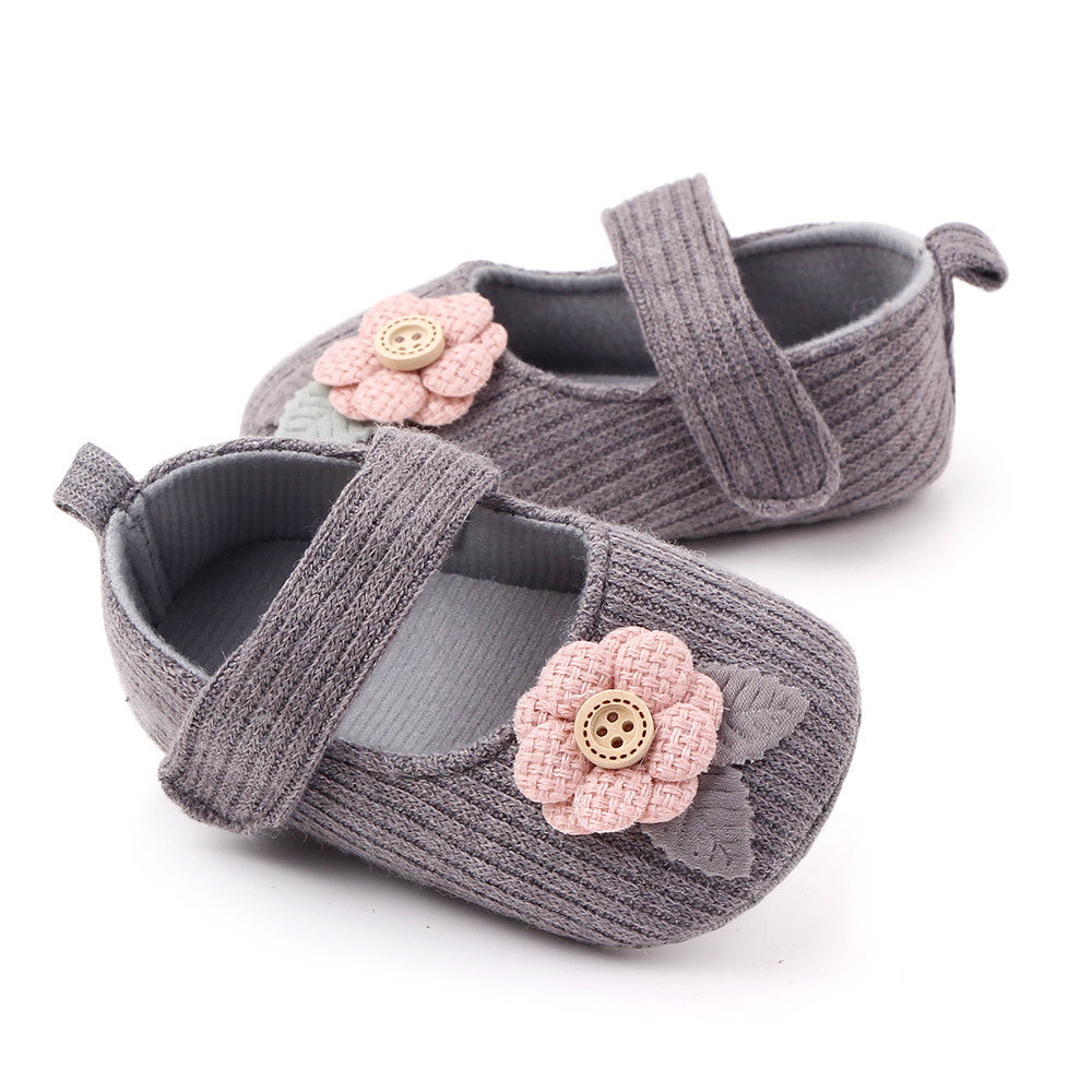FLOWER APPLIQUE BOOTIES - GREY