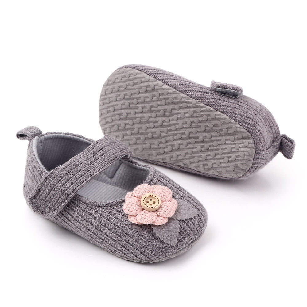 FLOWER APPLIQUE BOOTIES - GREY