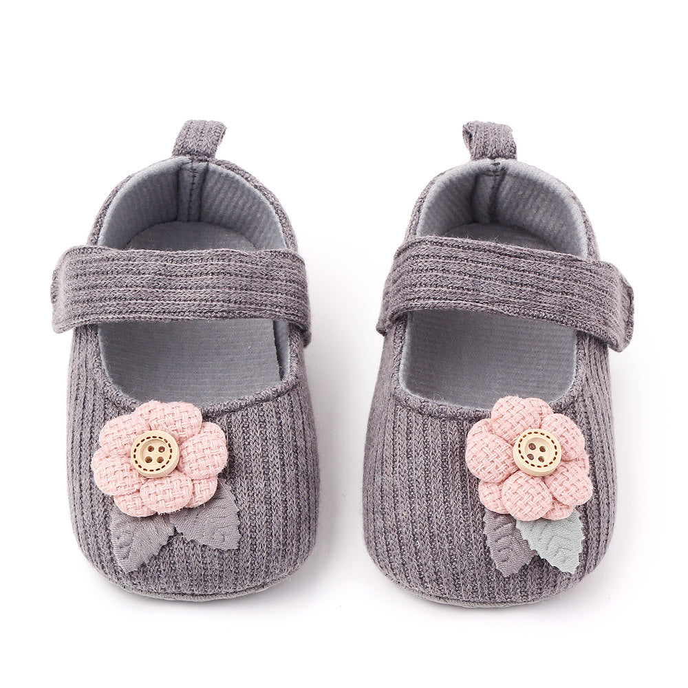 FLOWER APPLIQUE BOOTIES - GREY