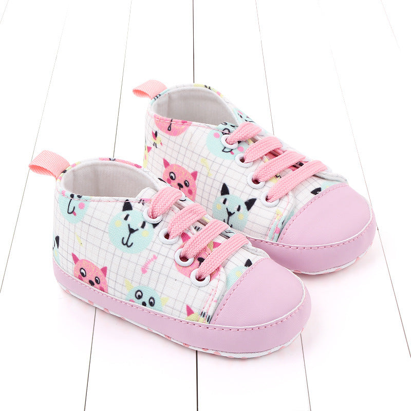 CARTOON PRINTED LACE DESIGN BOOTIES - PINK