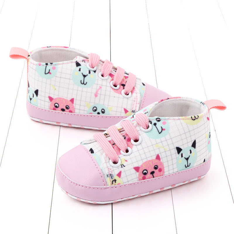 CARTOON PRINTED LACE DESIGN BOOTIES - PINK