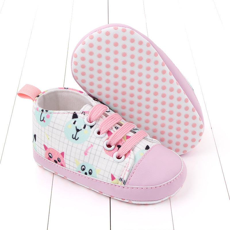 CARTOON PRINTED LACE DESIGN BOOTIES - PINK
