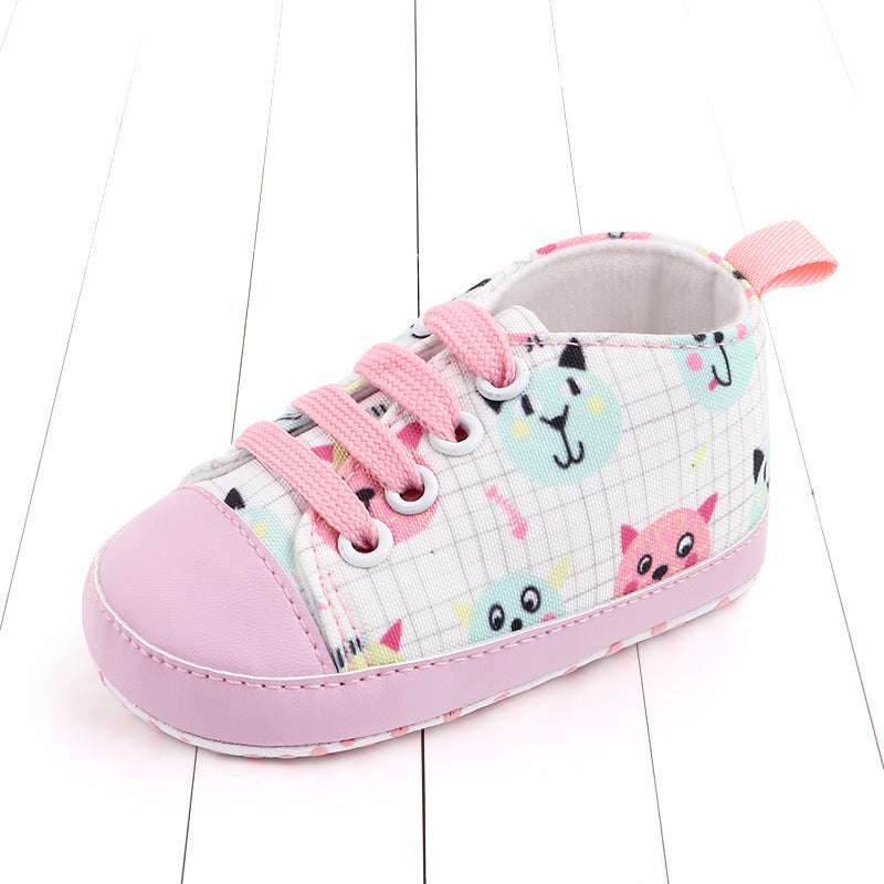 CARTOON PRINTED LACE DESIGN BOOTIES - PINK