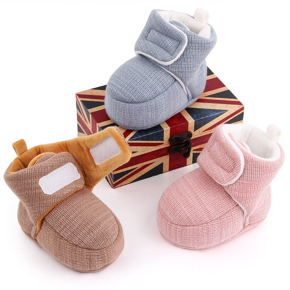 SOLID VELCRO CLOSURE HIGH TOP BOOTIES - LIGHT PINK