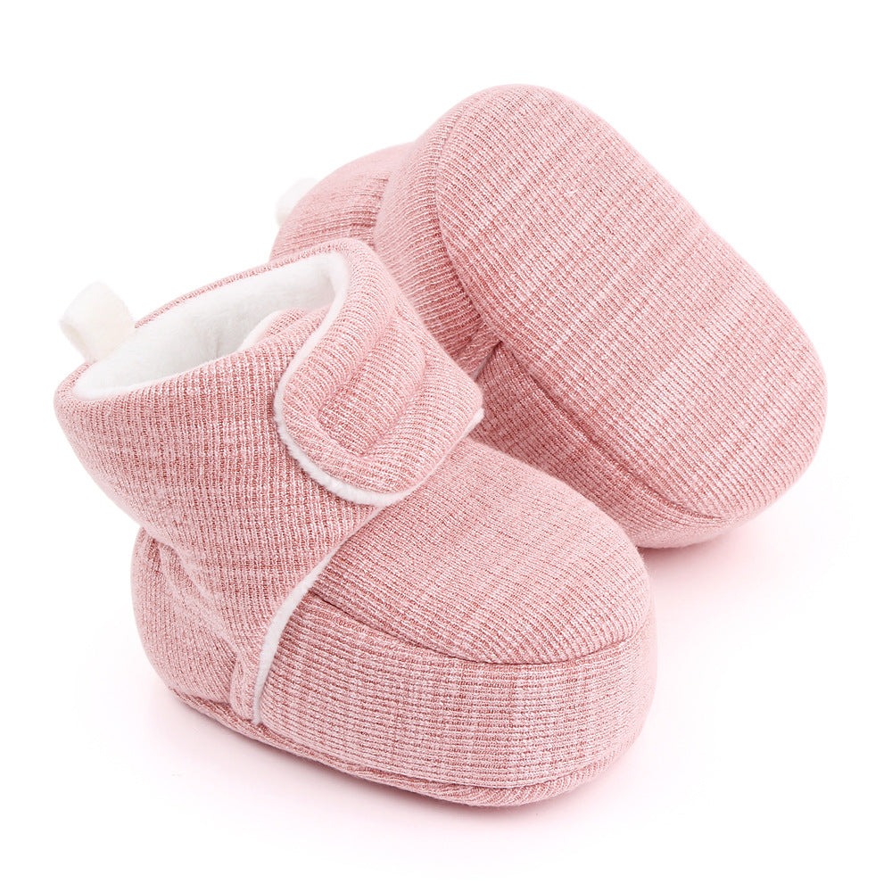 SOLID VELCRO CLOSURE HIGH TOP BOOTIES - LIGHT PINK