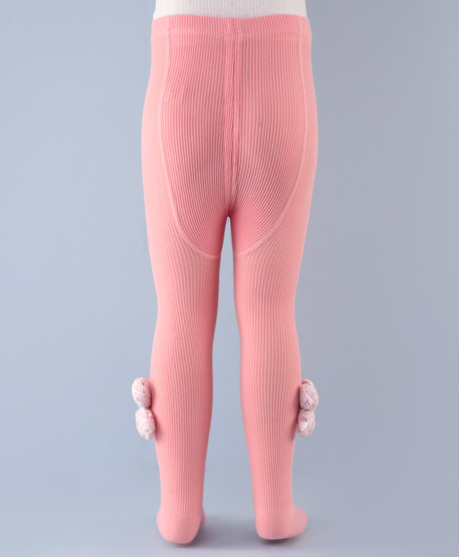 Flower Applique Footed Leggings - Light Pink