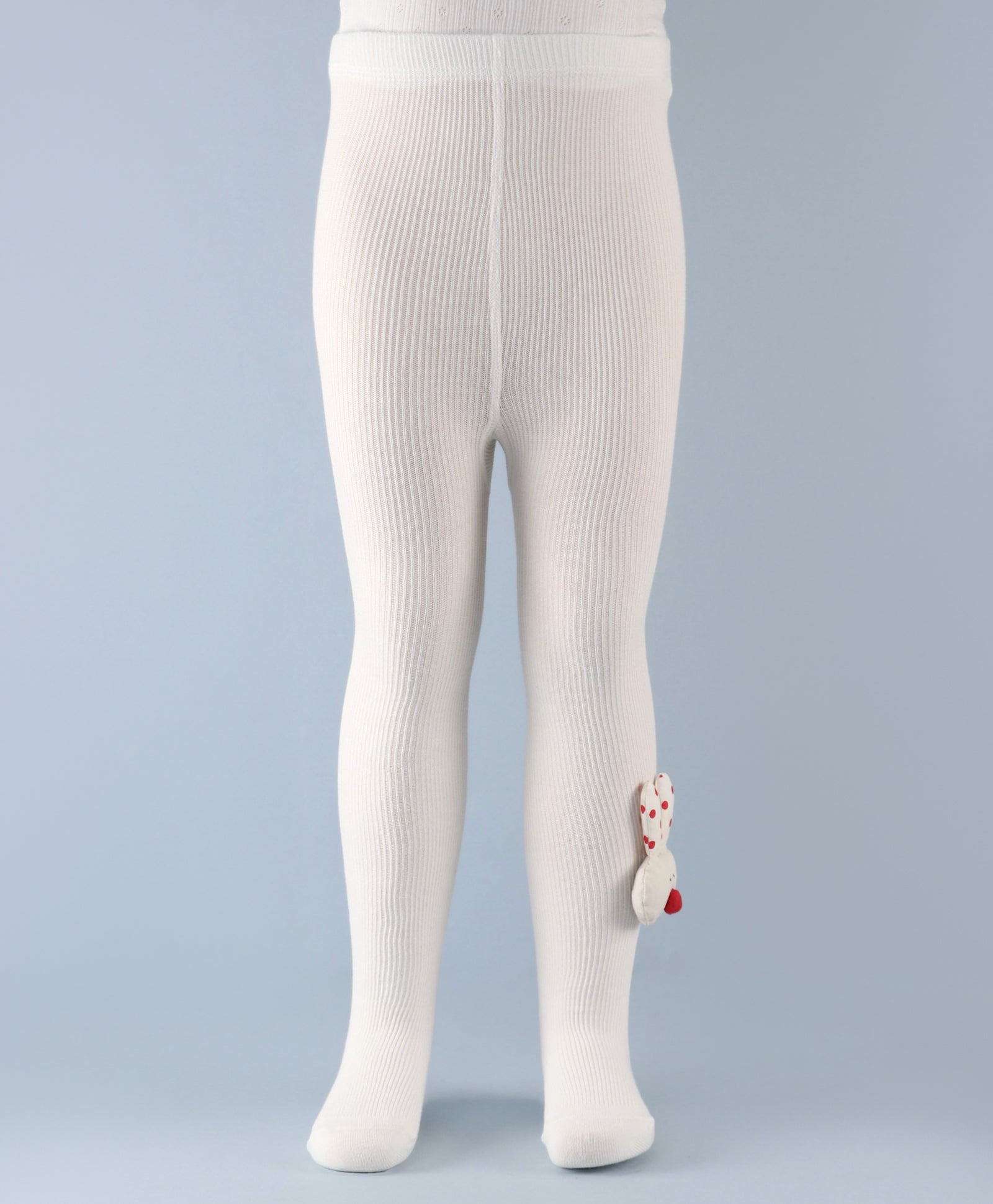 Bunny Applique Footed Leggings - White