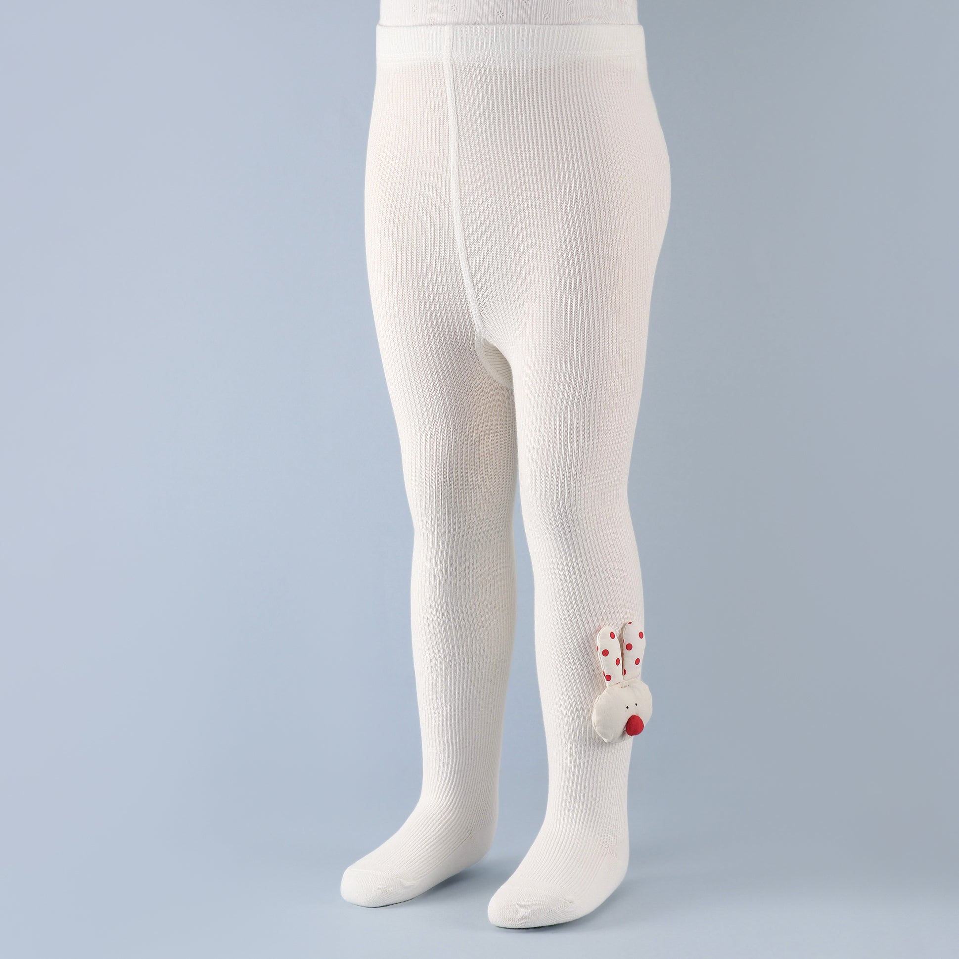 Bunny Applique Footed Leggings - White