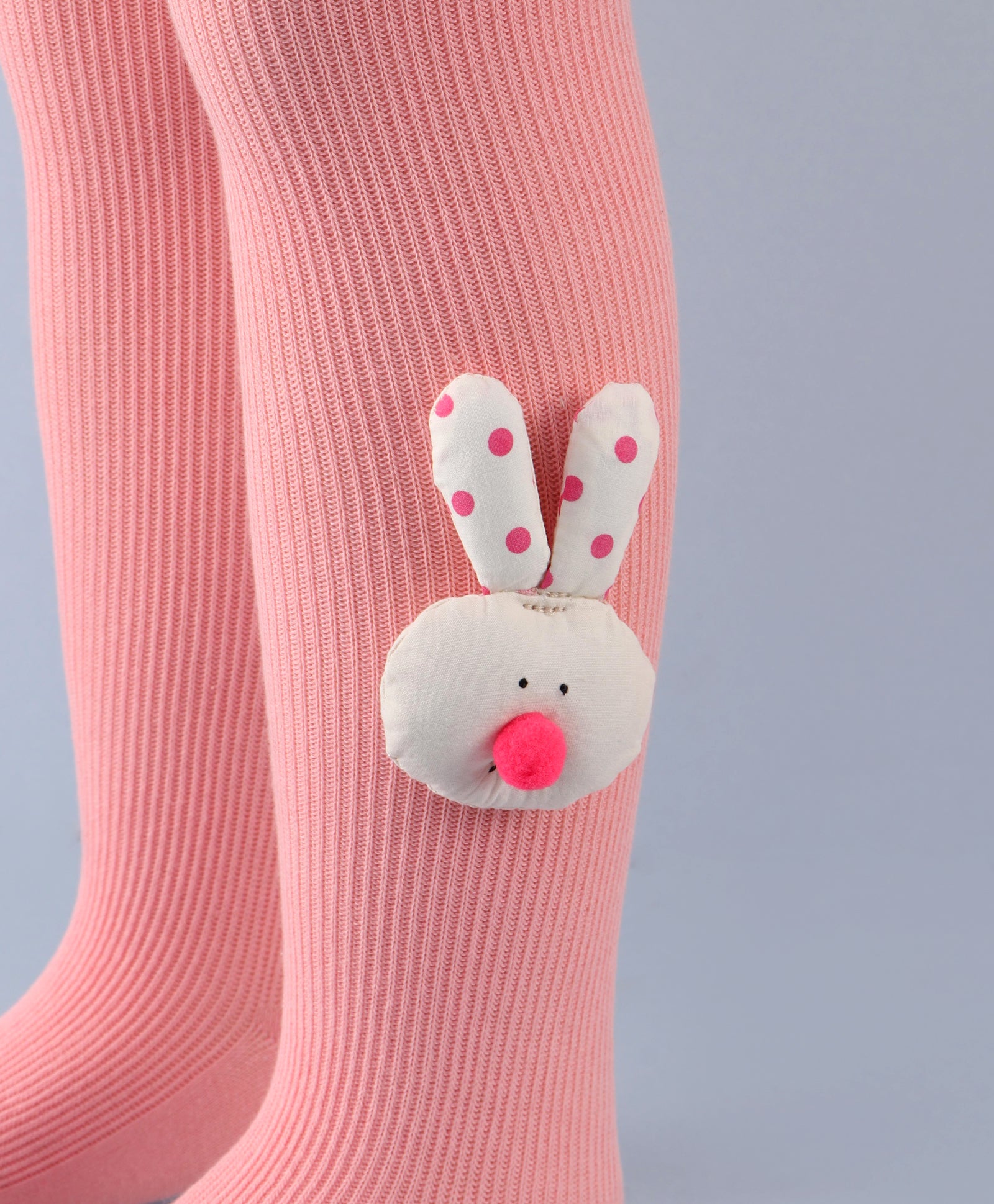 Bunny Applique Footed Leggings - Light Pink