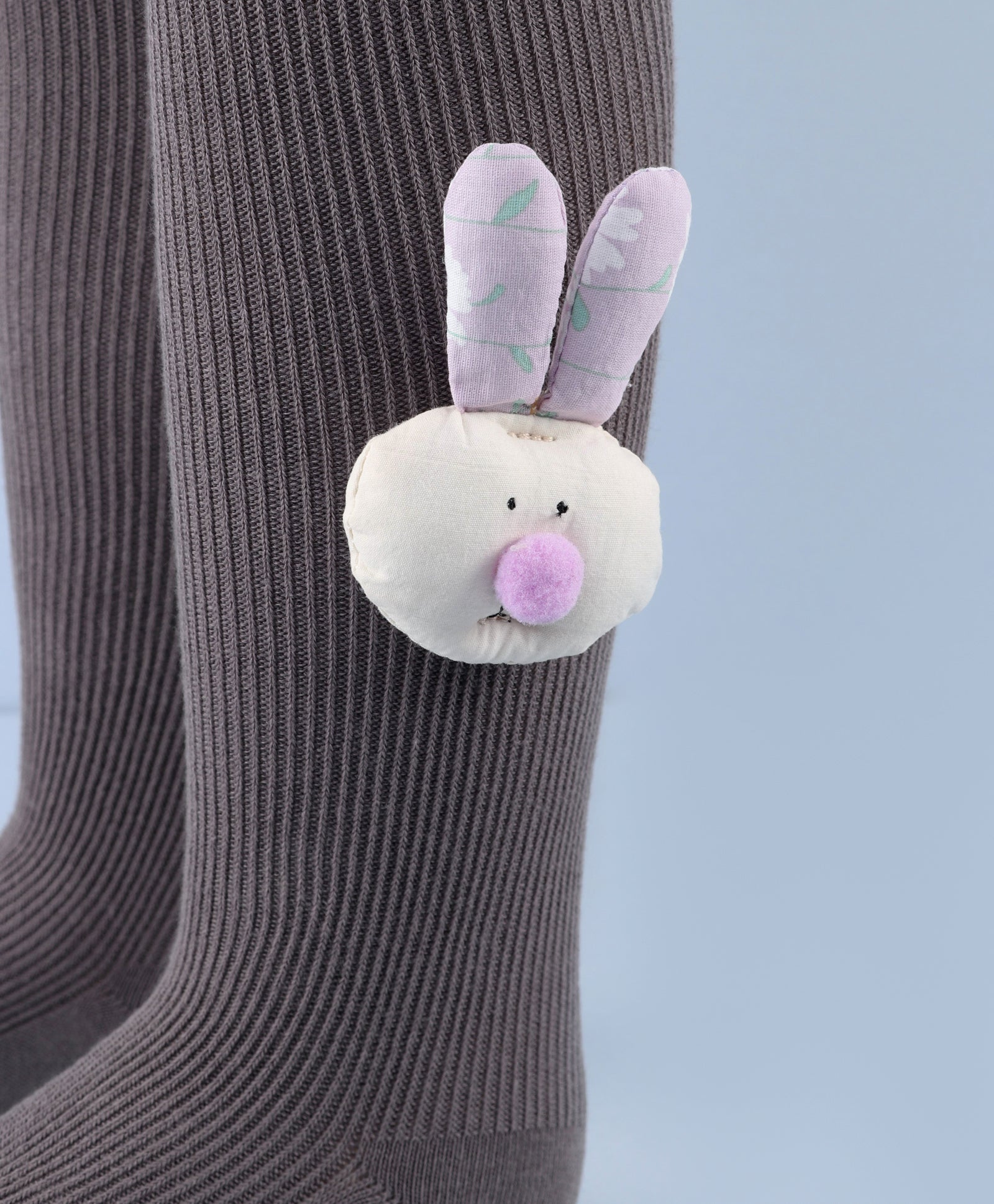 Bunny Applique Footed Leggings - Dark Grey