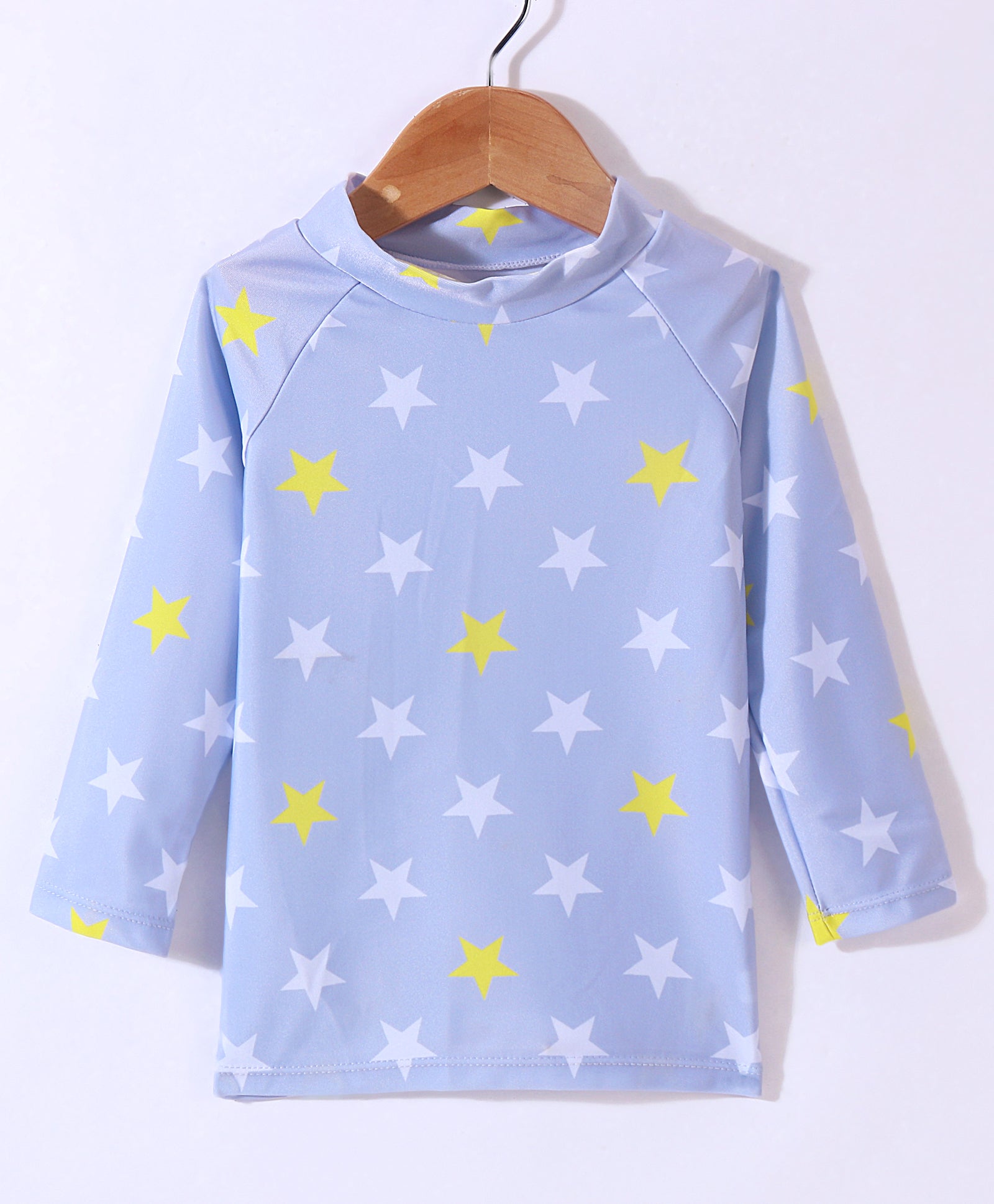 STARS PRINT 2 PIECE SWIM SUIT WITH CAP - YELLOW