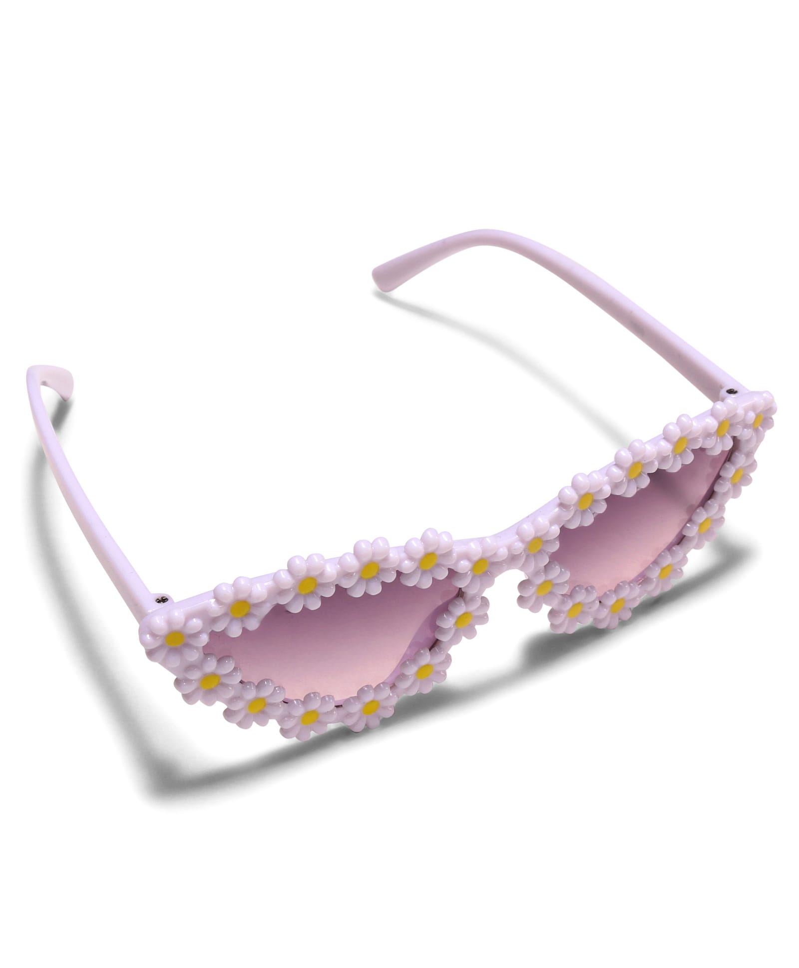 CAT EYES SHAPE FLOWER APPLIQUE SUNGLASSES