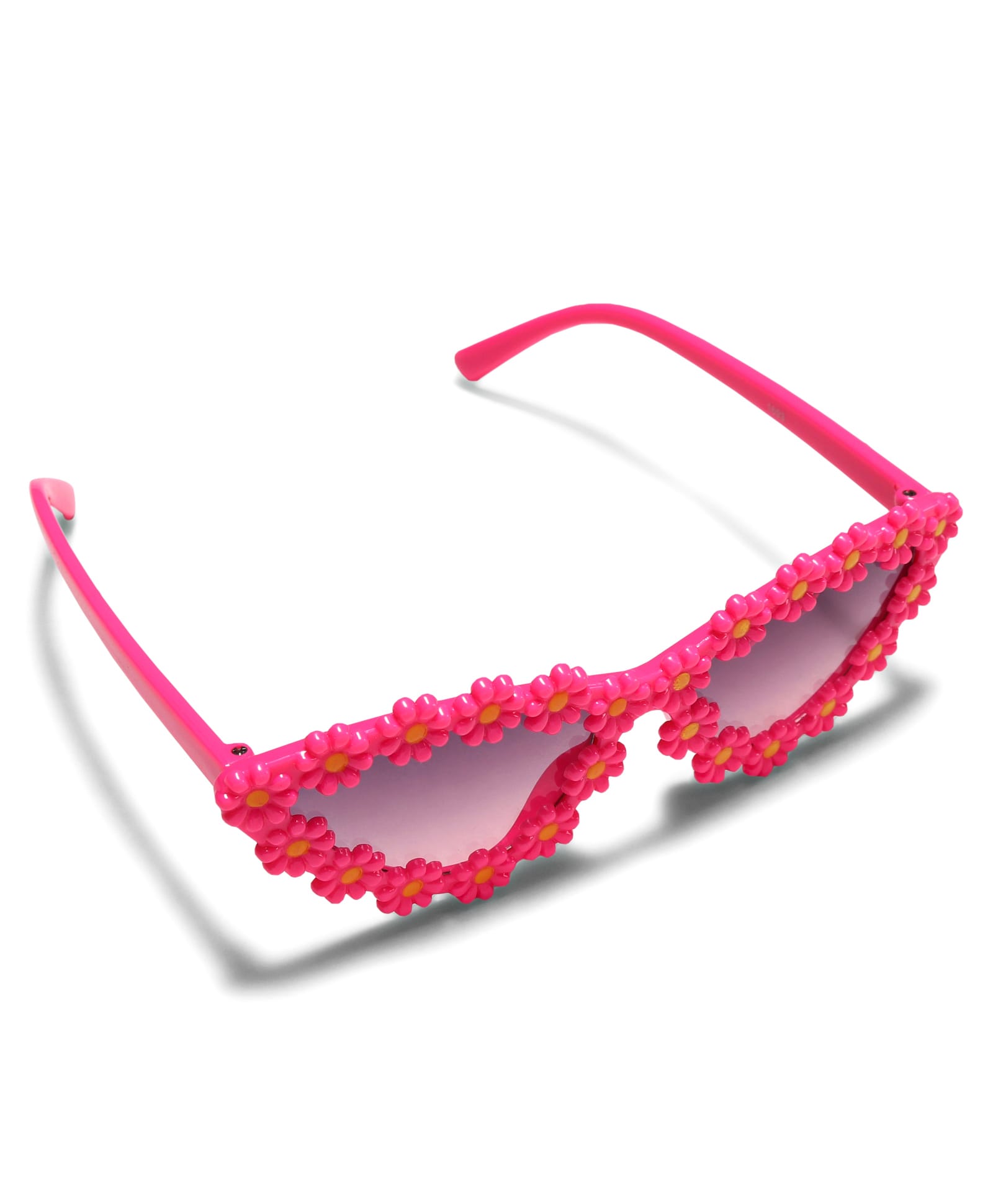 CAT EYES SHAPE FLOWER APPLIQUE SUNGLASSES