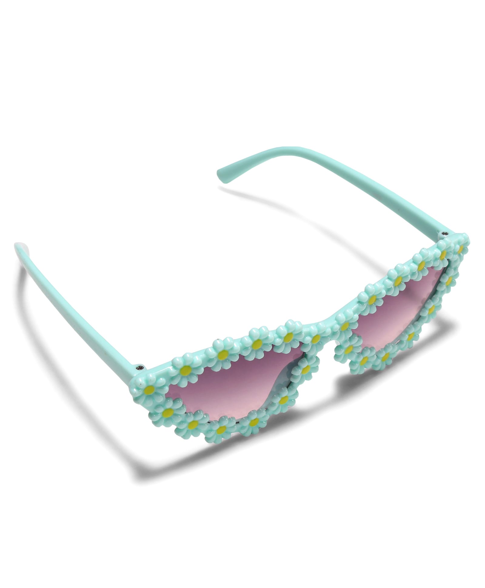 CAT EYES SHAPE FLOWER APPLIQUE SUNGLASSES