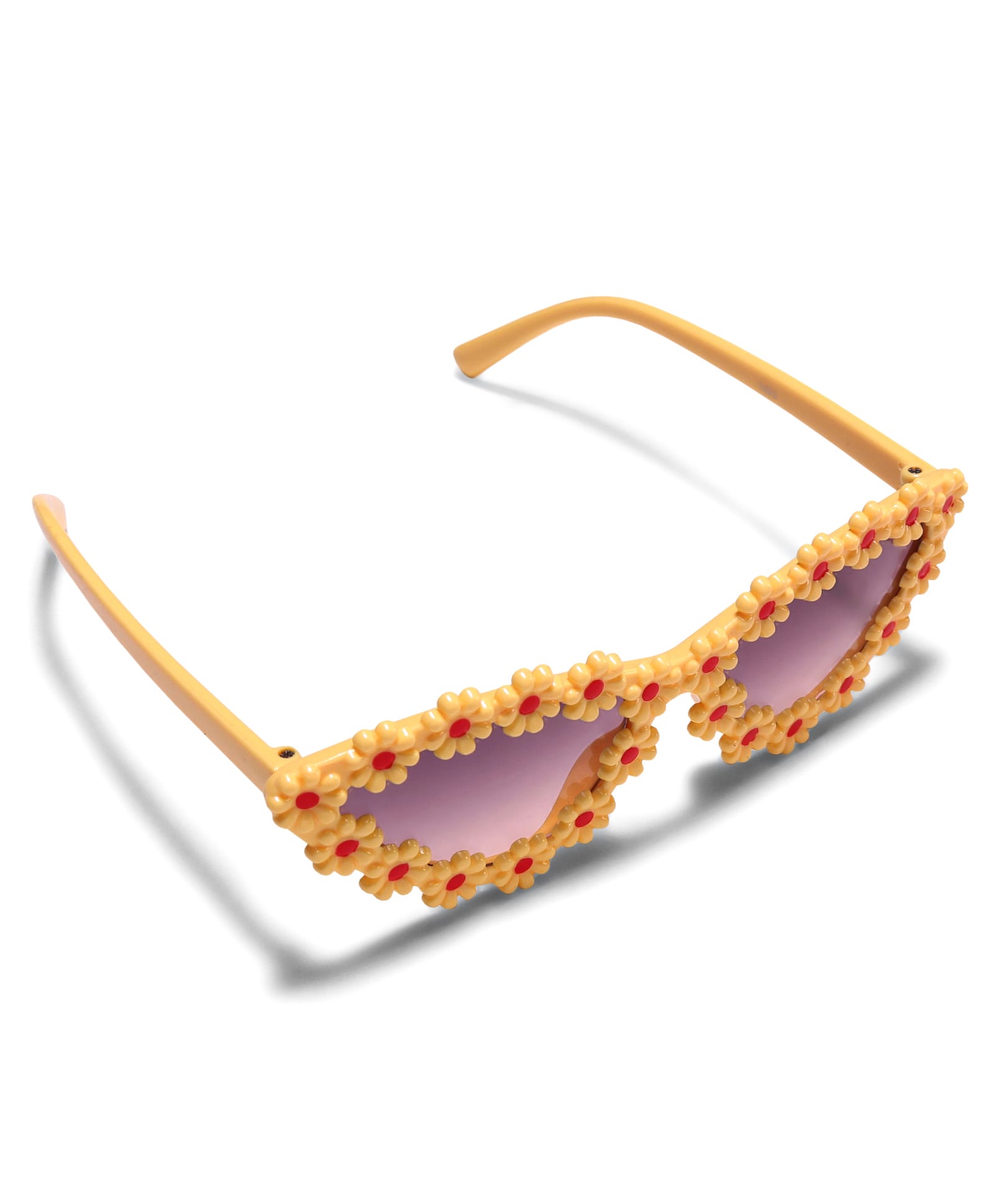 CAT EYES SHAPE FLOWER APPLIQUE SUNGLASSES