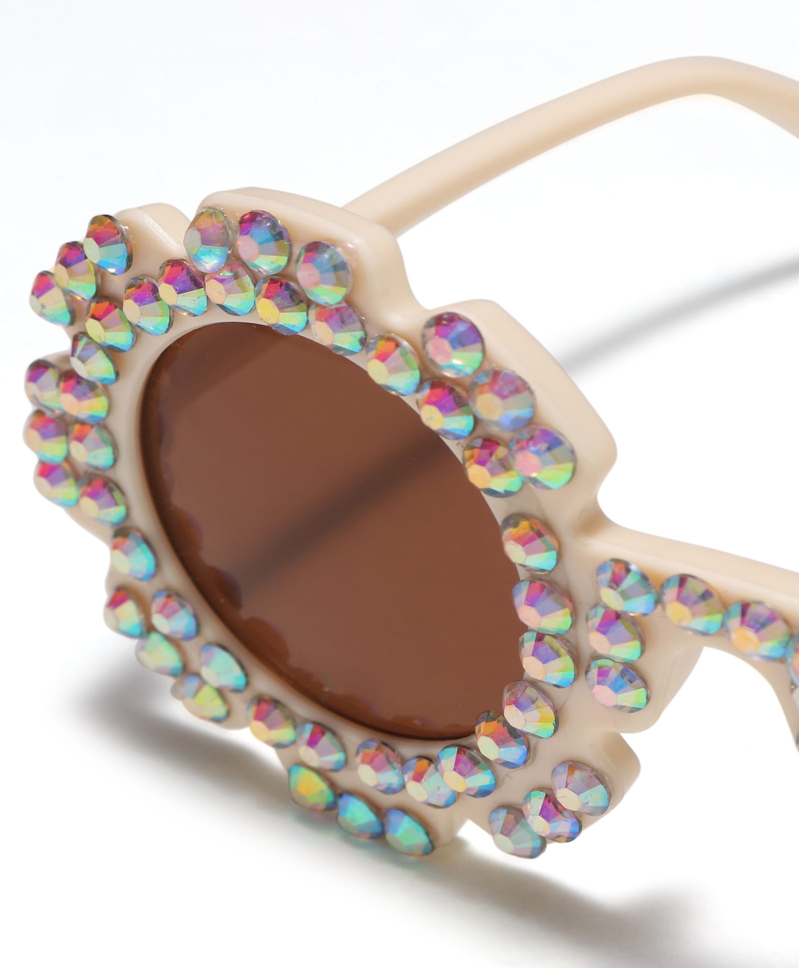 BEADED APPLIQUE SUNFLOWER SHAPE SUNGLASSES