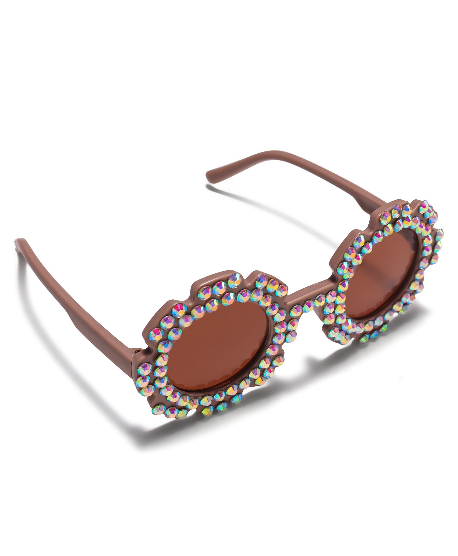 BEADED APPLIQUE SUNFLOWER SHAPE SUNGLASSES