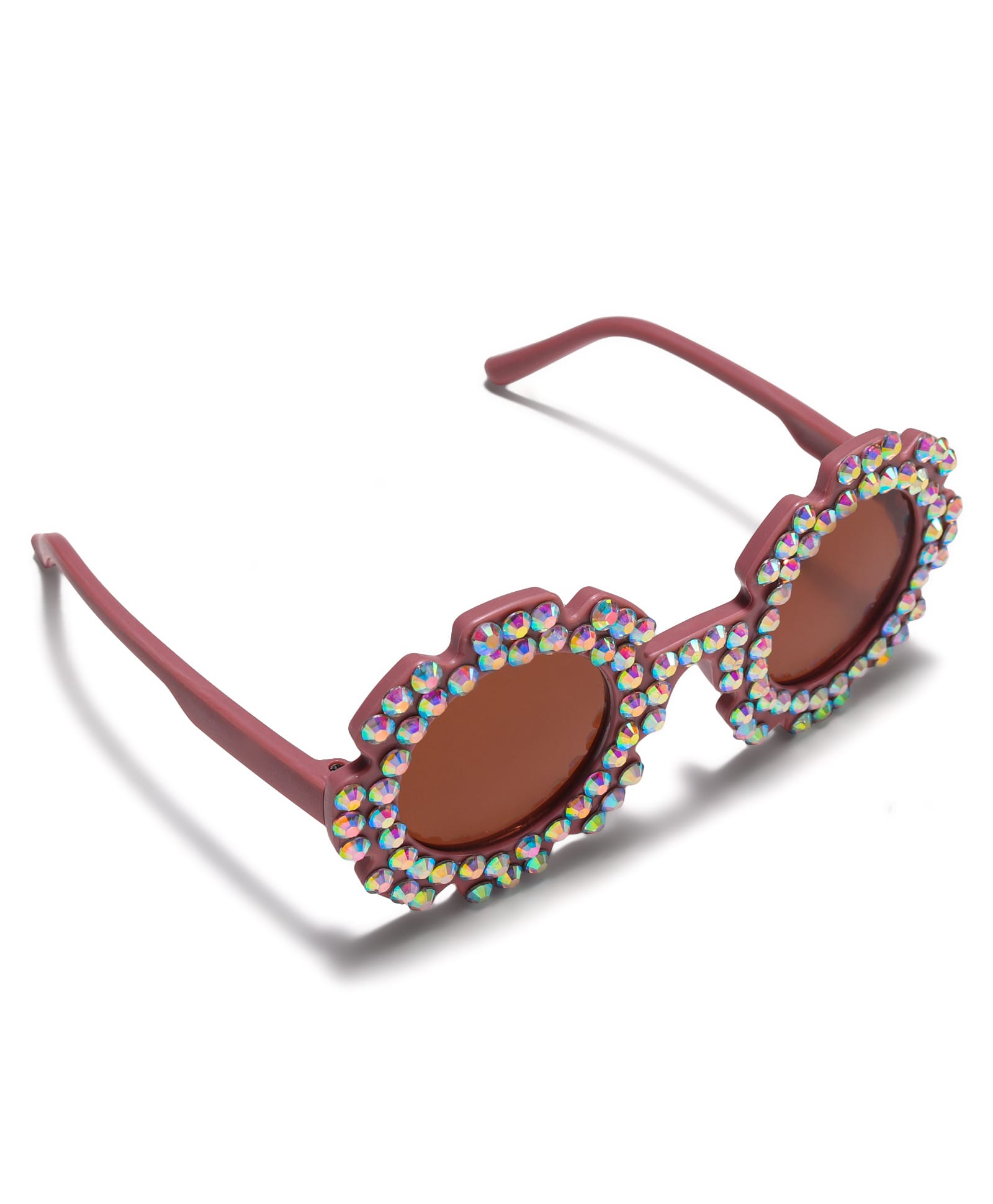 BEADED APPLIQUE SUNFLOWER SHAPE SUNGLASSES
