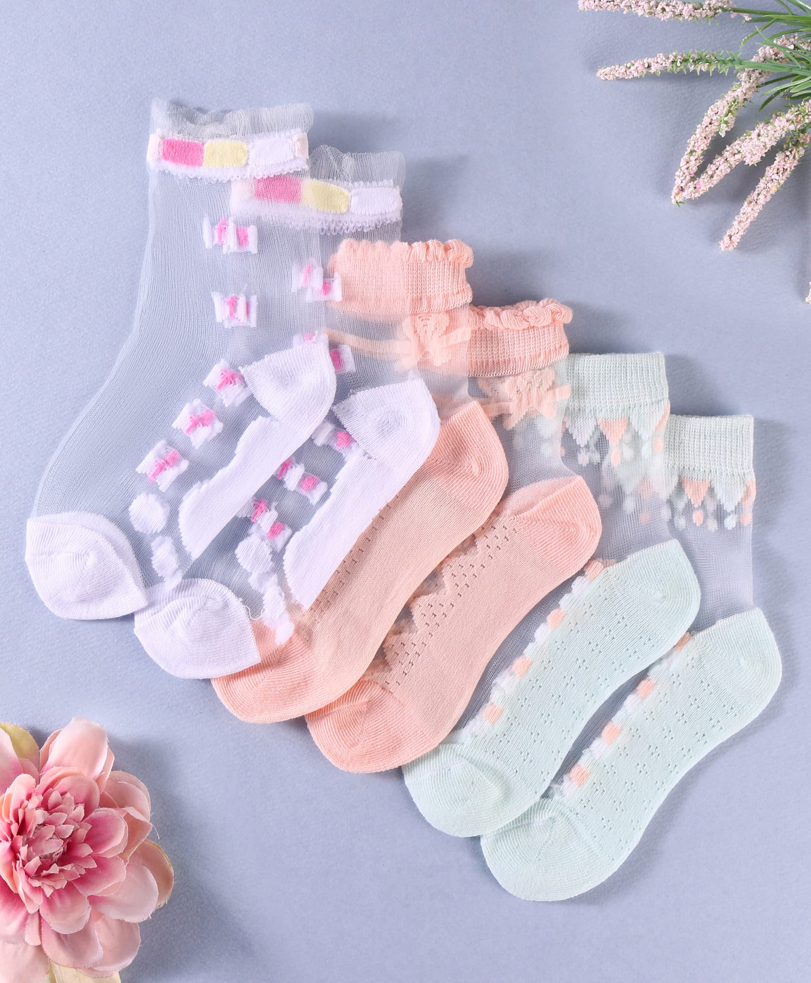 Pack of 3 Bow Design Socks - Multicolor