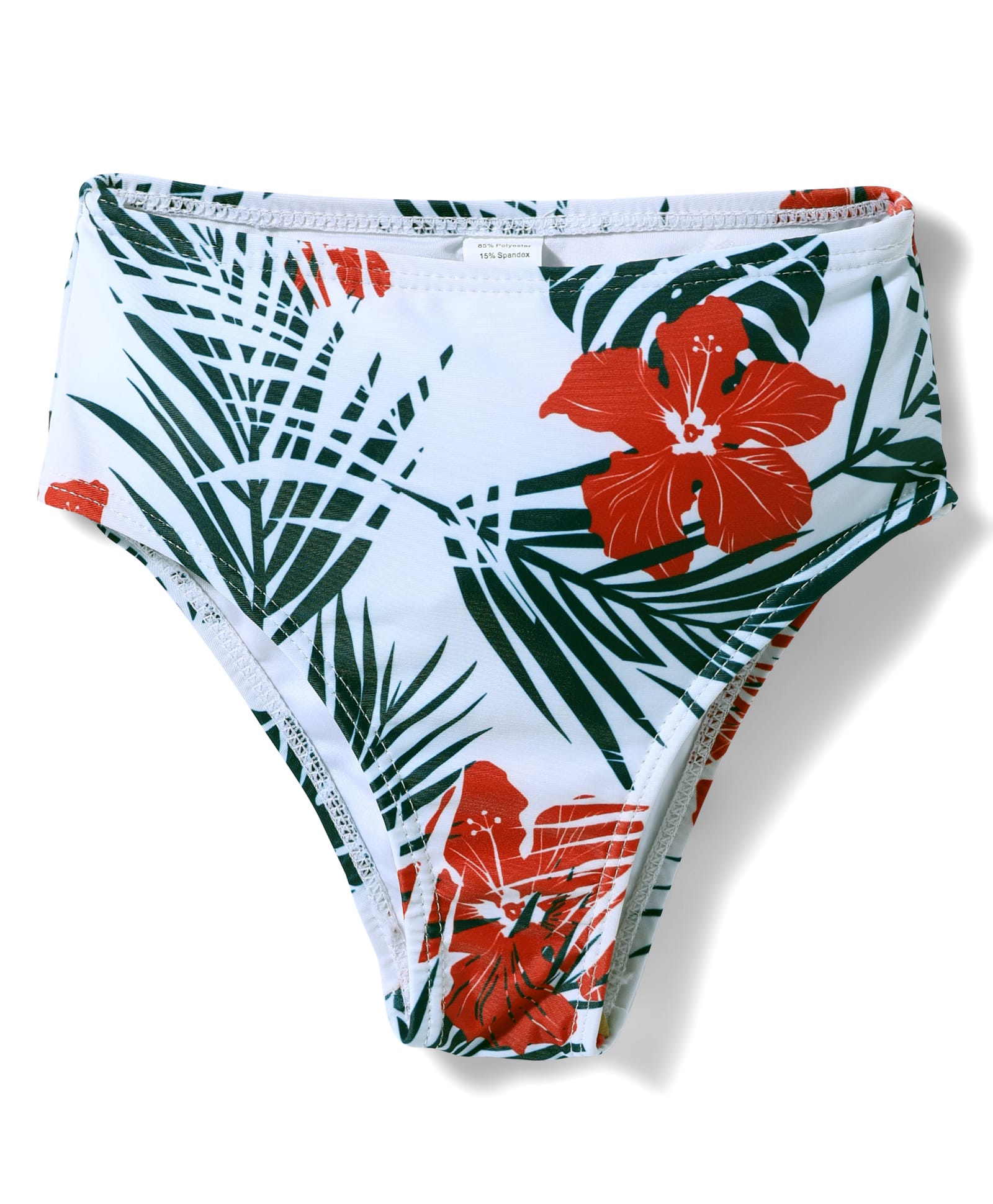 Knot Detailed Leaves Printed 2 Piece Swimsuit - Red