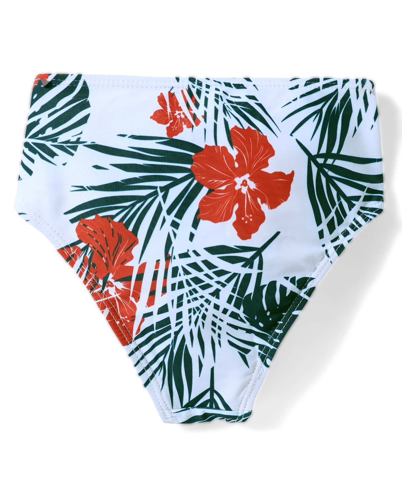 Knot Detailed Leaves Printed 2 Piece Swimsuit - Red