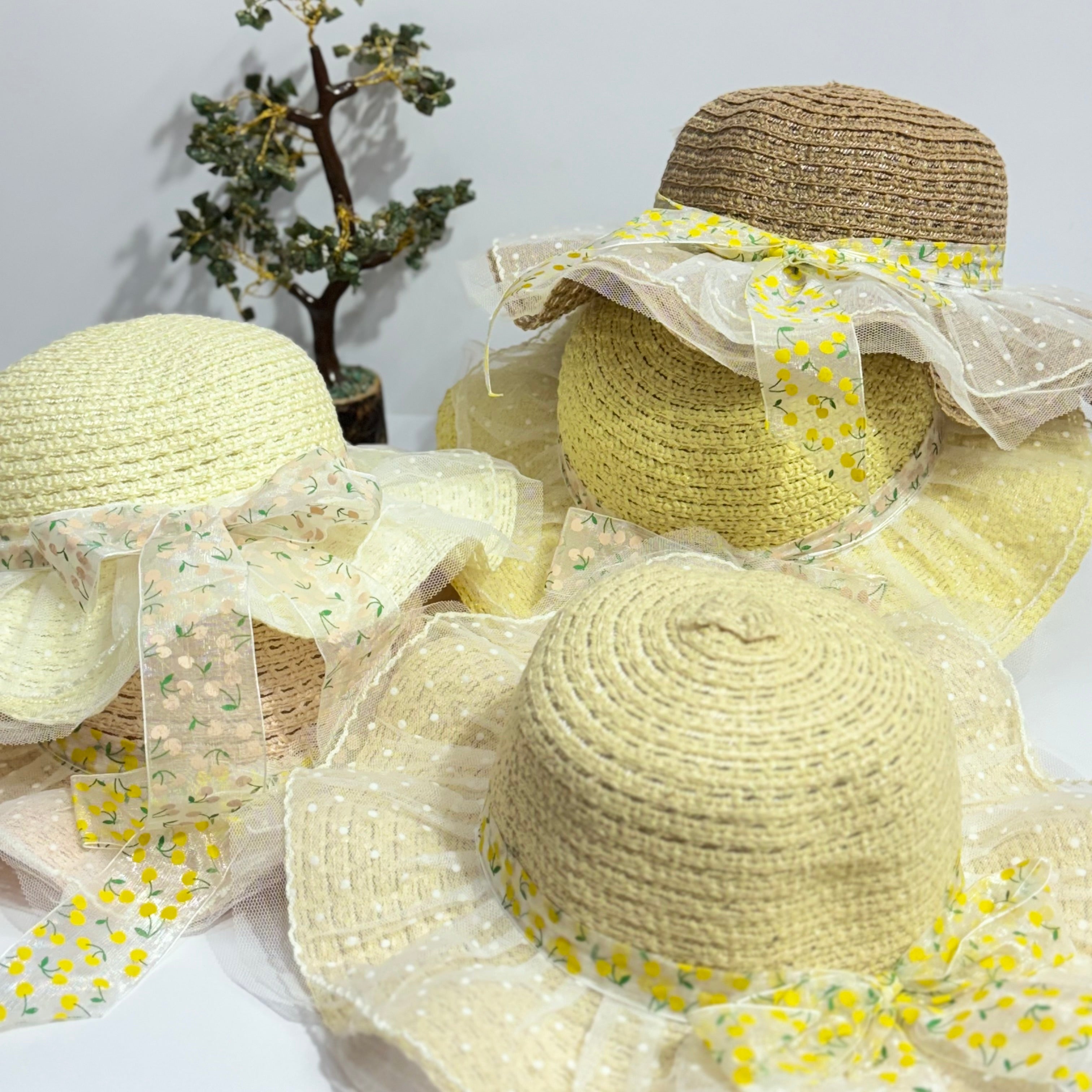 KNOT BOW APPLIQUE SUMMER HAT