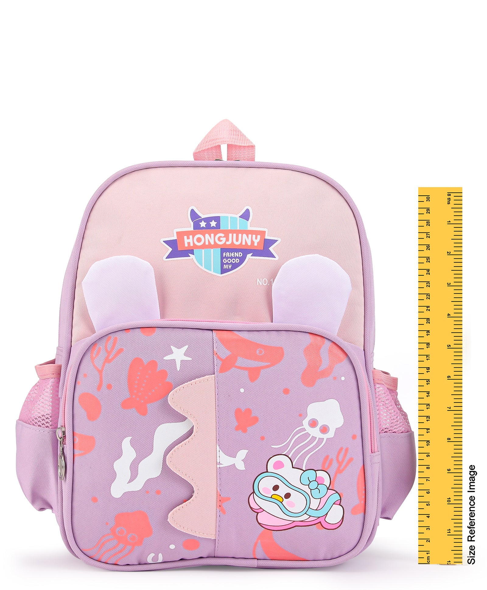 Aqua Print Double Pocket Backpack - Purple