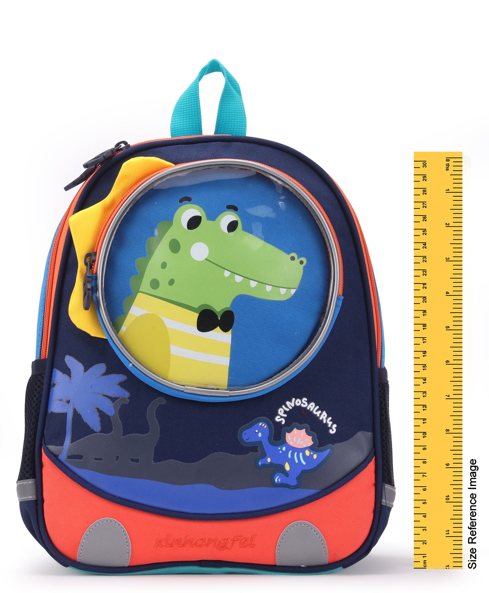 Crocodile Design Front Pocket Backpack - Navy