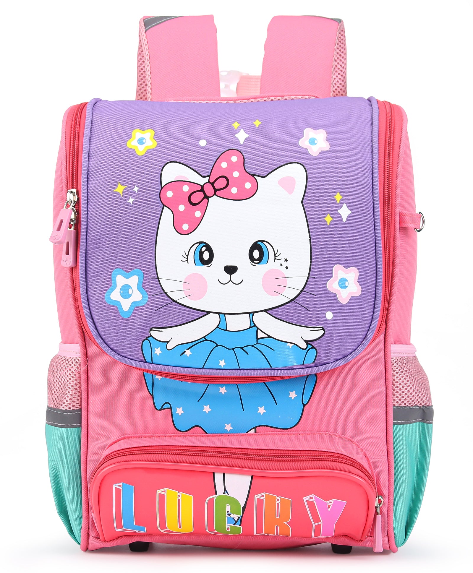 Kitten Print Front Open Backpack - Pink