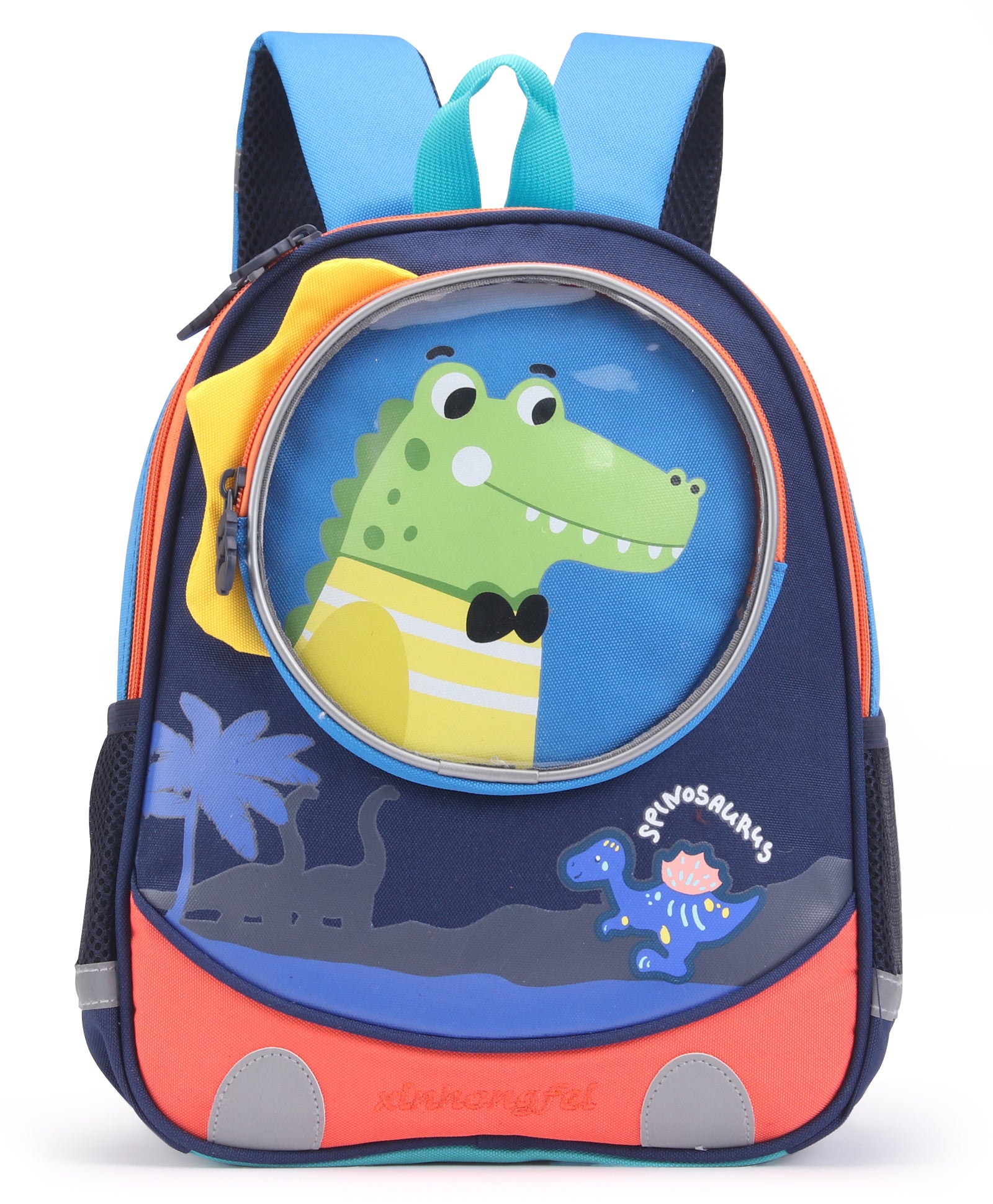 Crocodile Design Front Pocket Backpack - Navy