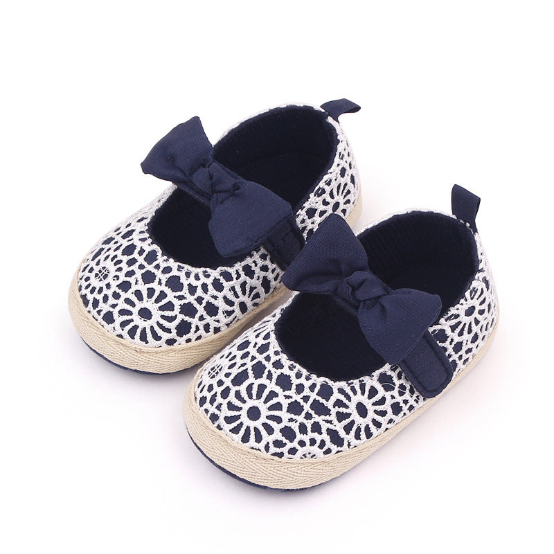 BOW NET APPLIQUE BOOTIES - NAVY BLUE